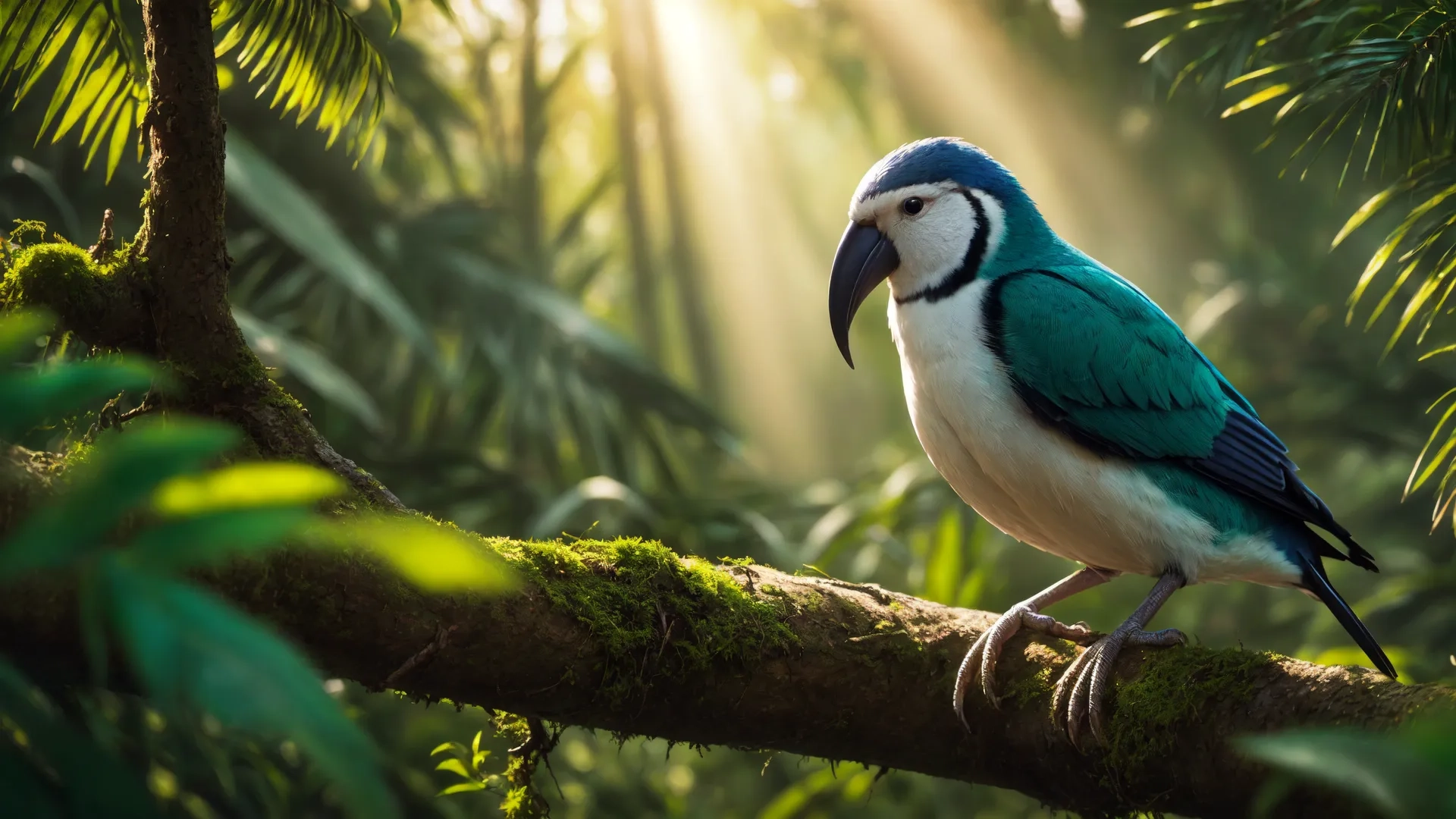 an image of a bird perched on a branch in the jungles of brazil in the amazon basin near rio grande stock photo - graf
