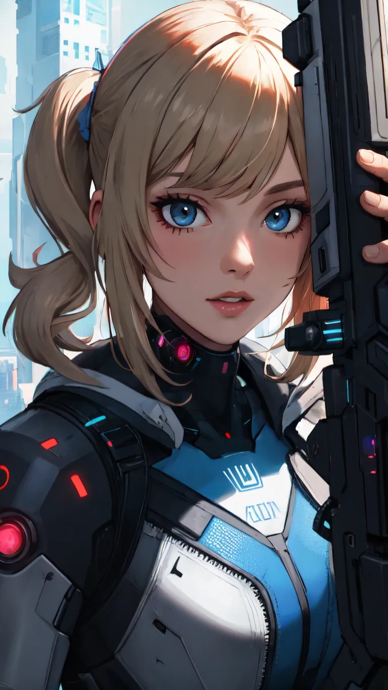 a girl that is holding a gun in her hand
