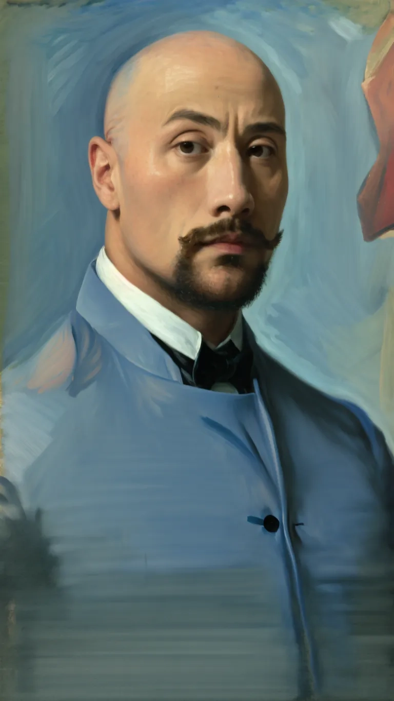 the painting painting of an older man in blue
