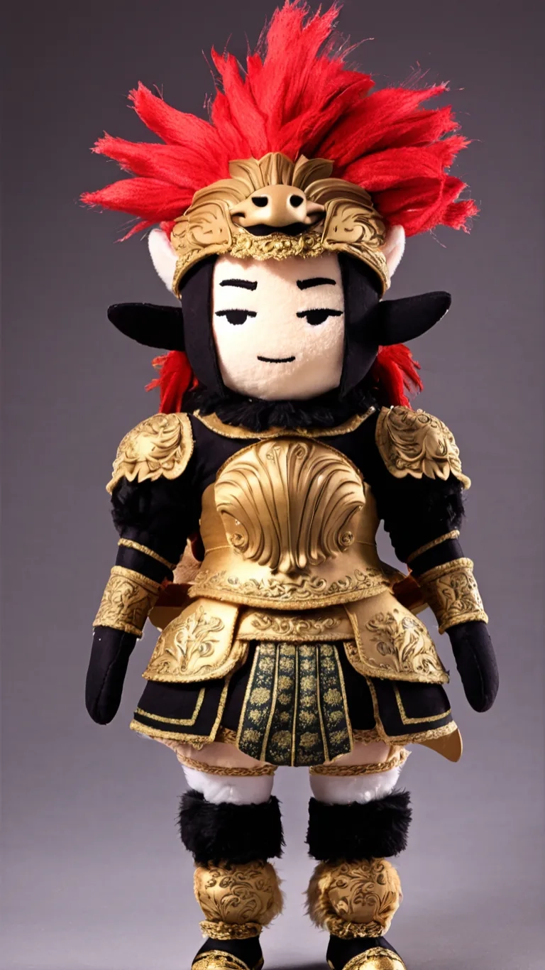 the puppet is dressed in gold and black
